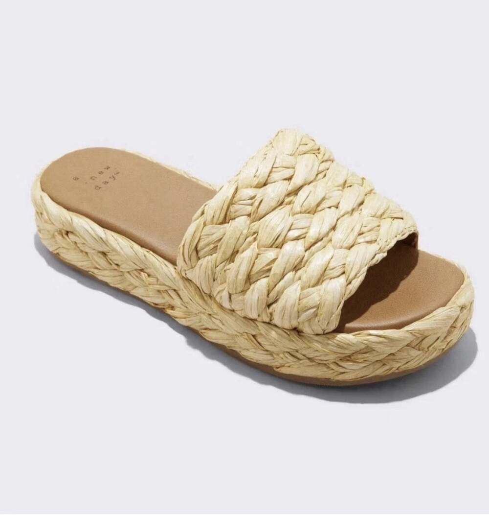 A New Day Casey Braided Woven Sandal Shoes Beige Size 9.5